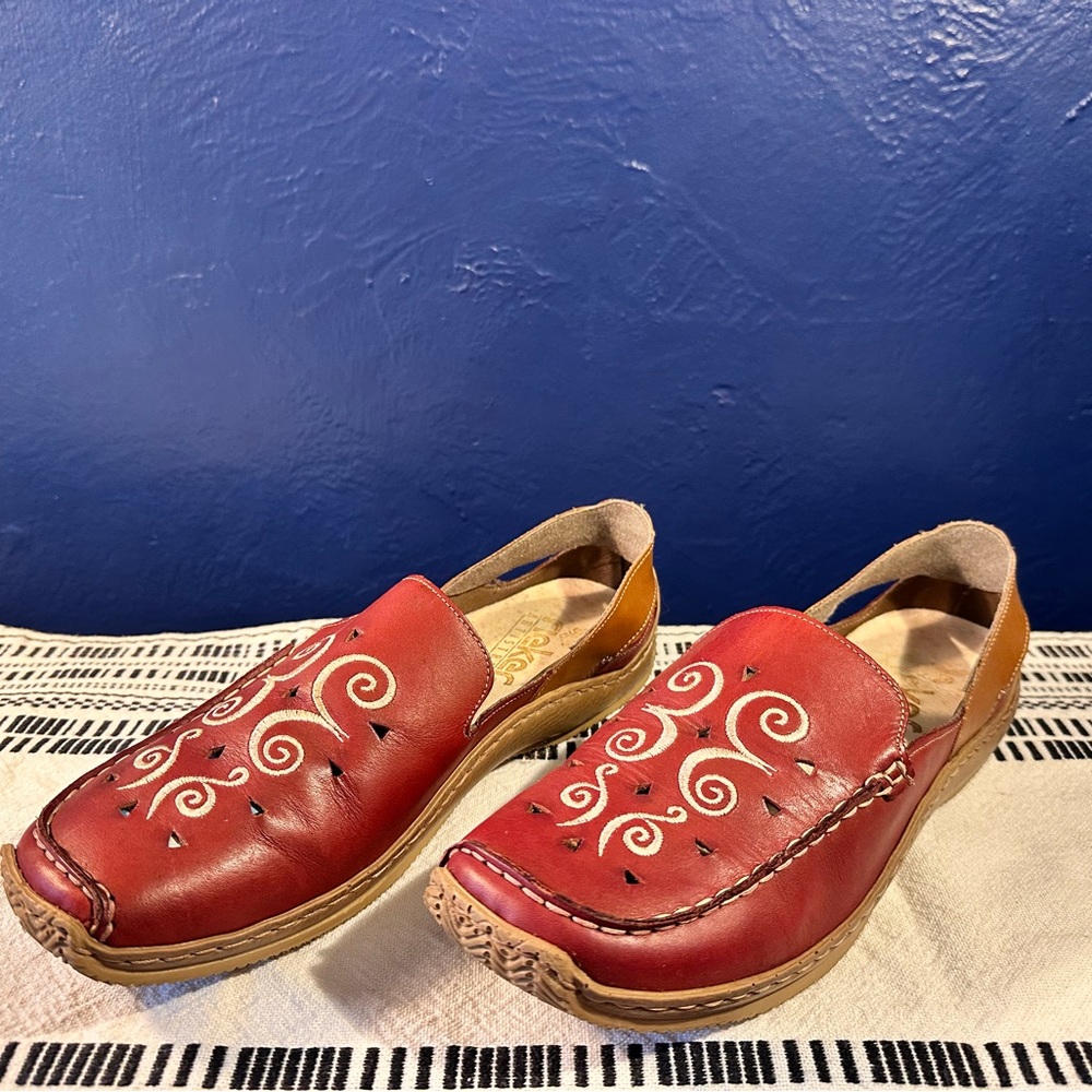 Rieker Brown Leather Slip-On Shoes